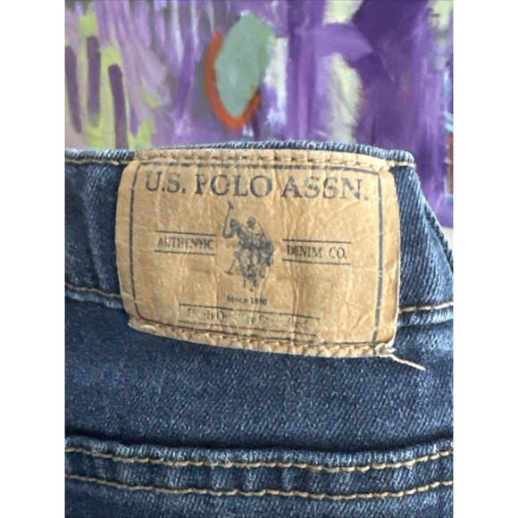 US Polo Assn. Straight Jeans Juniors 16 Blue Mid Rise Embroidered Logo Y2k - Picture 7 of 12